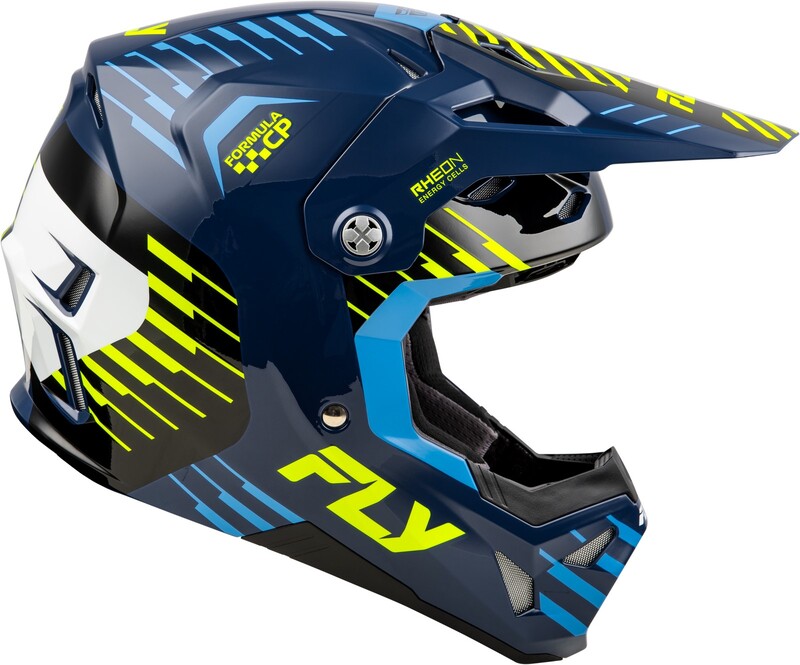 FLY RACING Formula CP Slice Helm - Navy/Neon geel/Wit
