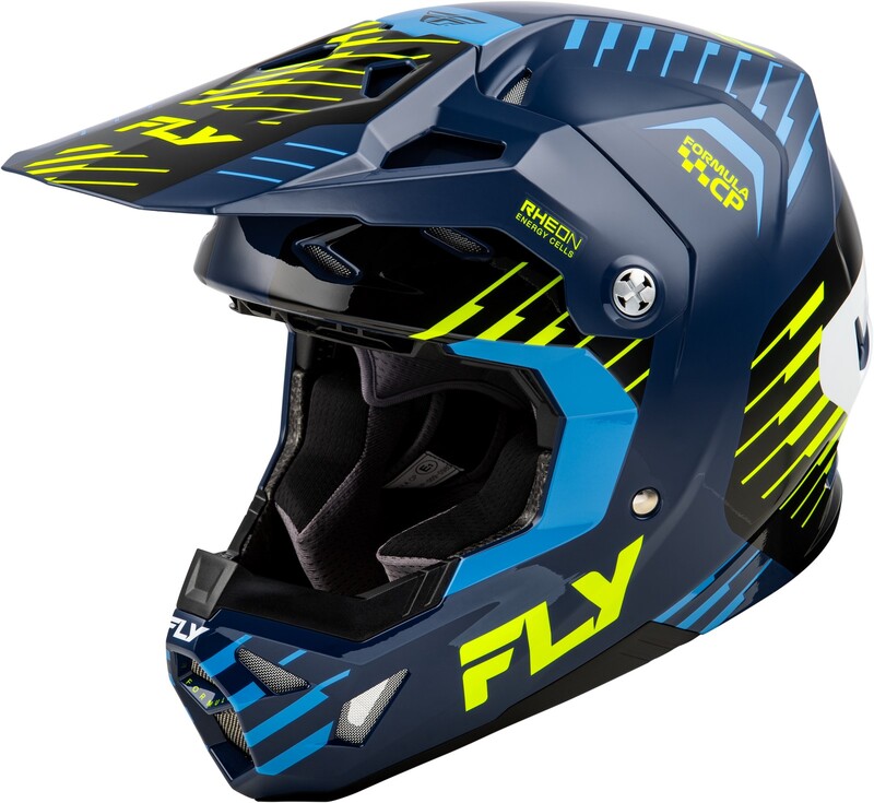 FLY RACING Formula CP Slice Helm - Navy/Neon geel/Wit