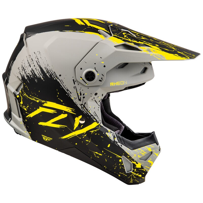 FLY RACING Formula CP Manic Helm - Matgrijs/Zwart/Geel