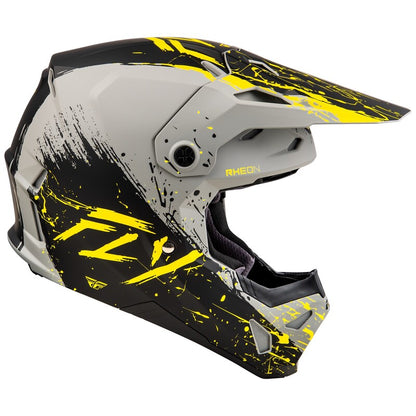 FLY RACING Formula CP Manic Helm - Matgrijs/Zwart/Geel