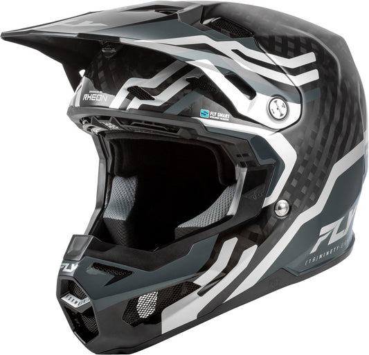 FLY RACING Formula S Carbon Byte Helm - Black Carbon/Grijs/Zilver