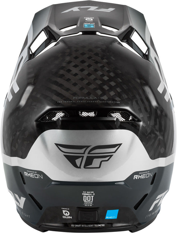 FLY RACING Formula S Carbon Byte Helm - Black Carbon/Grijs/Zilver
