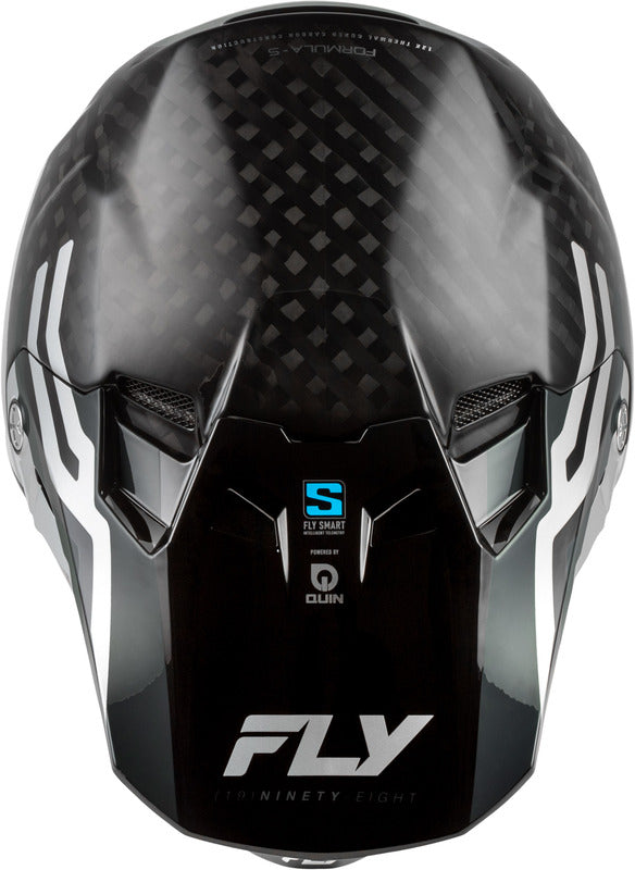FLY RACING Formula S Carbon Byte Helm - Black Carbon/Grijs/Zilver