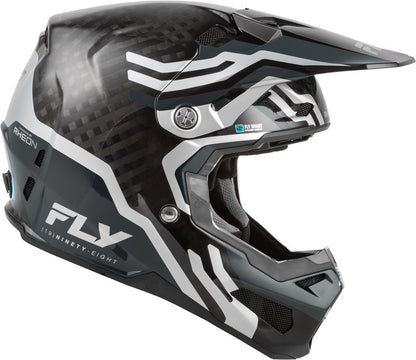 FLY RACING Formula S Carbon Byte Helm - Black Carbon/Grijs/Zilver