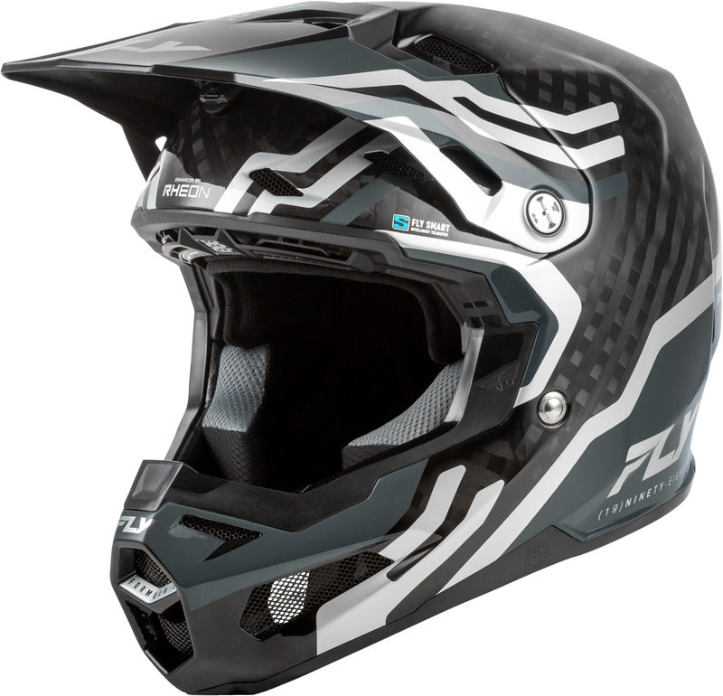 FLY RACING Formula S Carbon Byte Helm - Black Carbon/Grijs/Zilver