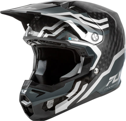 FLY RACING Formula S Carbon Byte Helm - Black Carbon/Grijs/Zilver