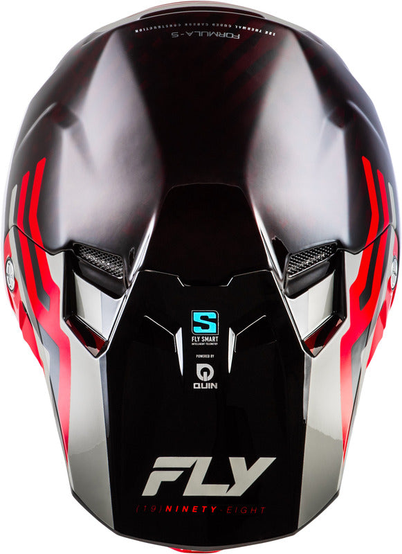 FLY RACING Formula S Carbon Byte Helm - Black Carbon/Grijs/Zilver