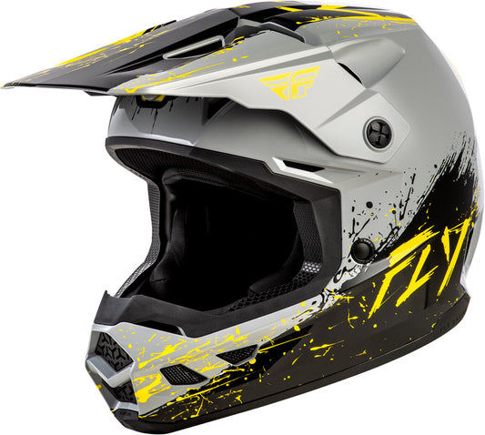 FLY RACING Kinetic Drip Kindermaat helm - Grijs/Zwart/Geel