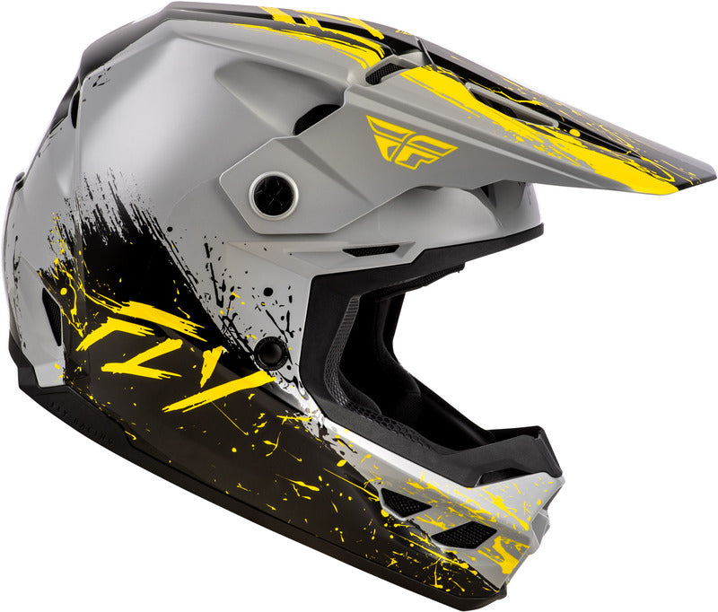 FLY RACING Kinetic Drip Kindermaat helm - Grijs/Zwart/Geel