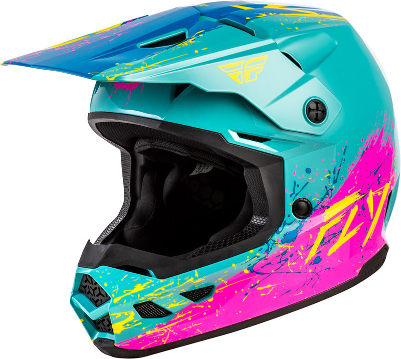 FLY RACING Kinetic Drip Kindermaat helm - Grijs/Zwart/Geel