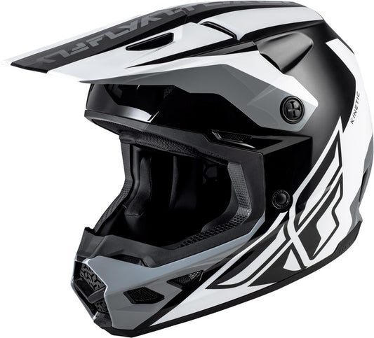 FLY RACING Kinetic Crest Helm - Zwart/Wit/Grijs