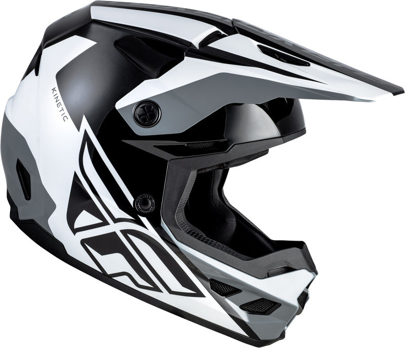 FLY RACING Kinetic Crest Helm - Zwart/Wit/Grijs