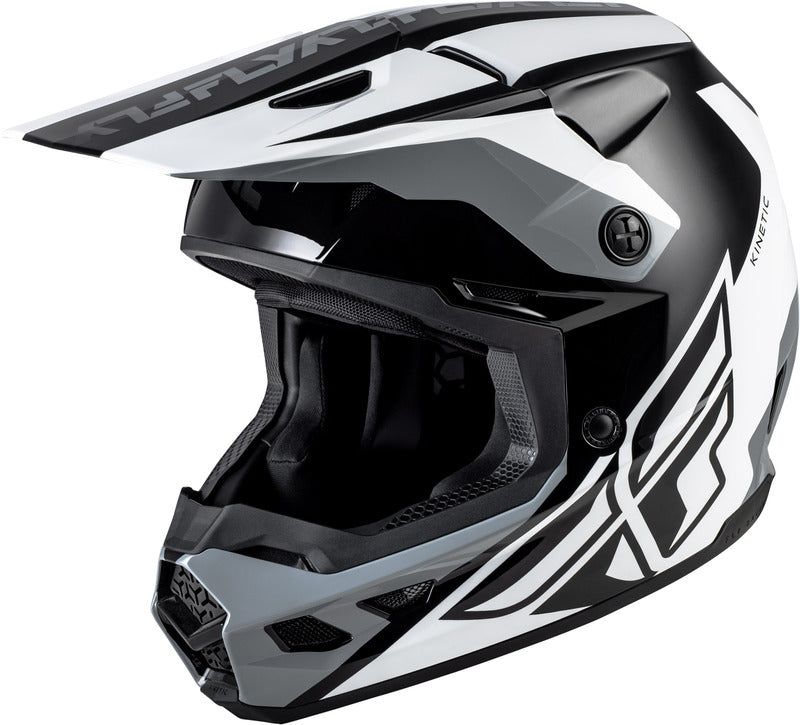 FLY RACING Kinetic Crest Helm - Zwart/Wit/Grijs