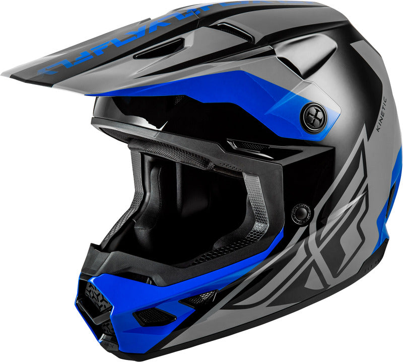 FLY RACING Kinetic Crest Helm - Zwart/Wit/Grijs