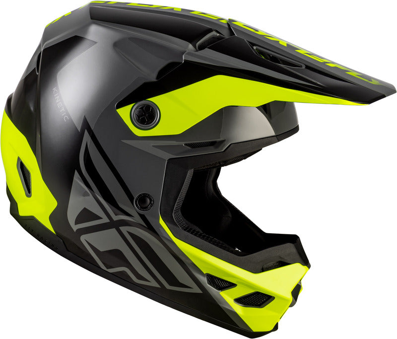 FLY RACING Kinetic Crest Helm - Zwart/Wit/Grijs