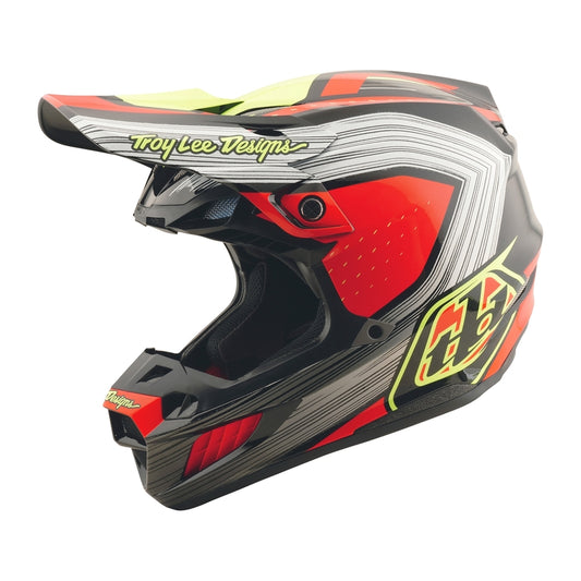 TROY LEE DESIGNS SE5 Composite Stripes Helm - Zwart/Neon Rood