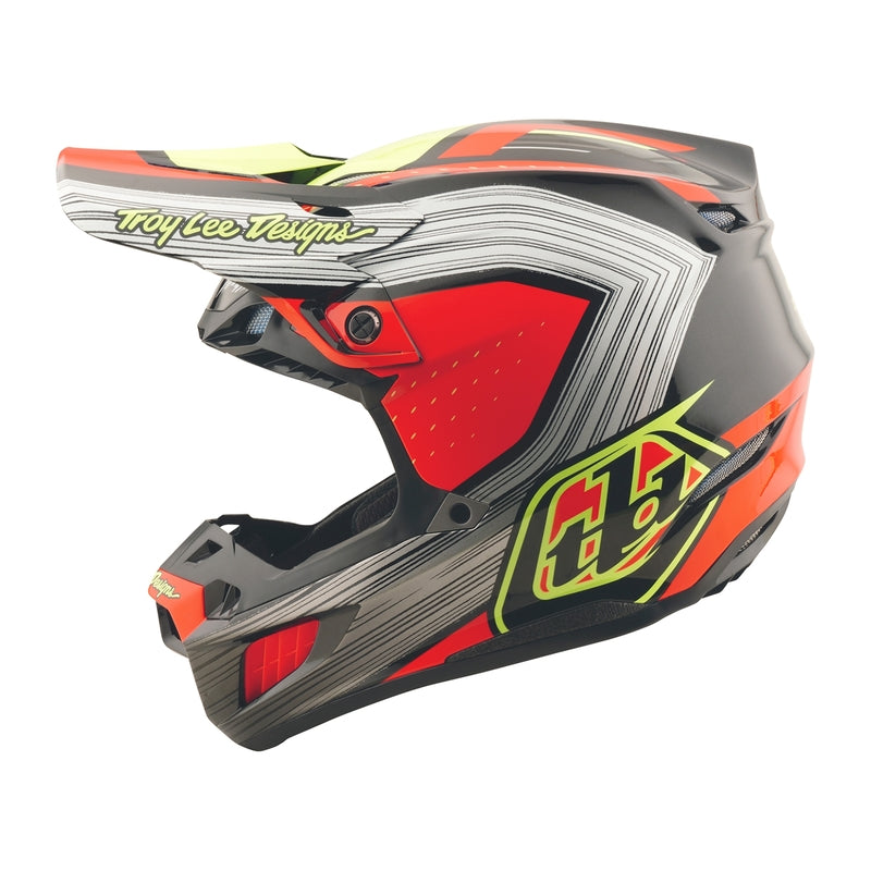 TROY LEE DESIGNS SE5 Composite Stripes Helm - Zwart/Neon Rood