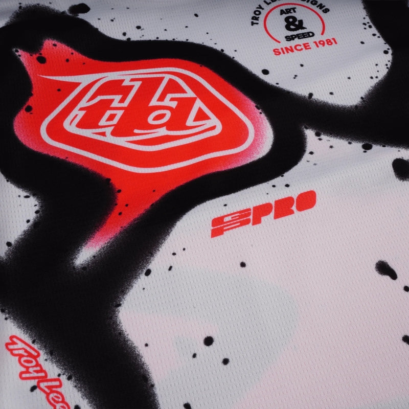 TROY LEE DESIGNS GP Pro Membrane Kindermaat jersey - Wit/Neon rood