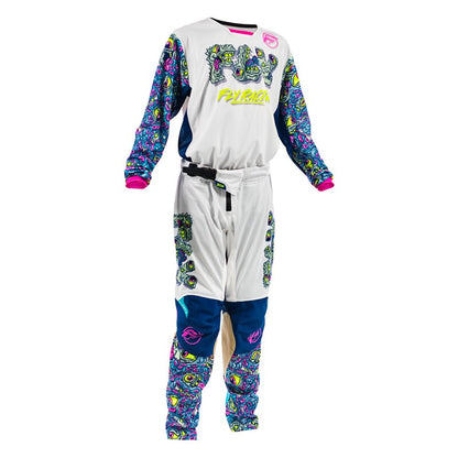 FLY RACING Kinetic Mesh Mutant Youth Kindermaat Jersey – Wit / Blauw / Multi
