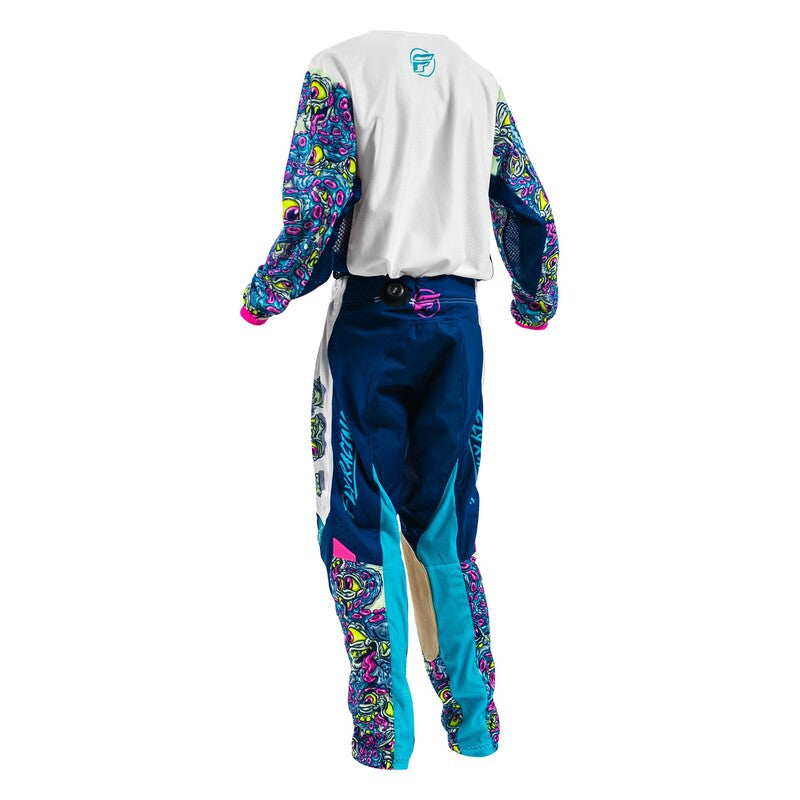 FLY RACING Kinetic Mesh Mutant Youth Kindermaat Jersey – Wit / Blauw / Multi
