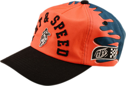 TROY LEE DESIGNS Curved Snapback Finish Line Hat - Coral/Blue