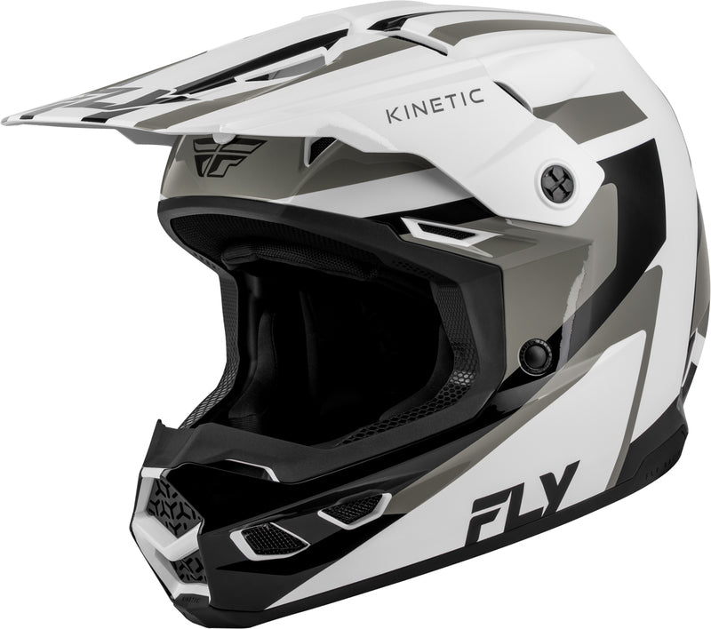 FLY RACING Kinetic Sync Helm – Wit/Zwart/Grijs