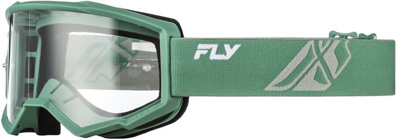 FLY RACING Focus Crossbril – Olive/Grijs met heldere lens