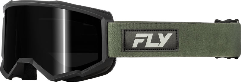 FLY RACING Focus Sand Crossbril – Groen/Zwart met Dark Smoke Lens