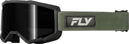 FLY RACING Focus Sand Crossbril – Groen/Zwart met Dark Smoke Lens