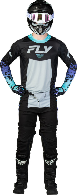 FLY RACING Lite Flake Jersey – Zwart/Grijs/Multi