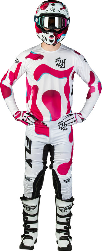 FLY RACING Lite Vibe Broek – Wit/Roze/Blauw