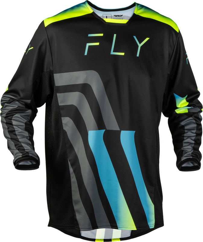 FLY RACING Kinetic Volt Jersey – Zwart/Grijs/Teal/Geel