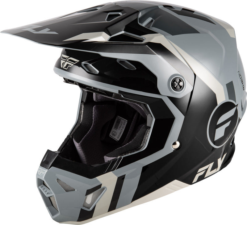 FLY RACING Formula CP Seal Youth Kindermaat helm – Zwart/Grijs/Light Grey