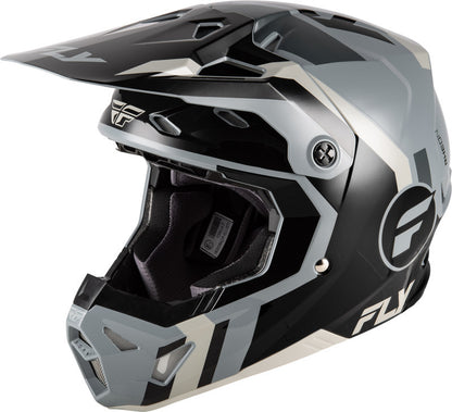 FLY RACING Formula CP Seal Youth Kindermaat helm – Zwart/Grijs/Light Grey