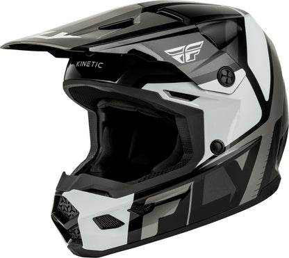 FLY RACING Kinetic Scrap Youth Kindermaat helm – Zwart/Wit/Grijs