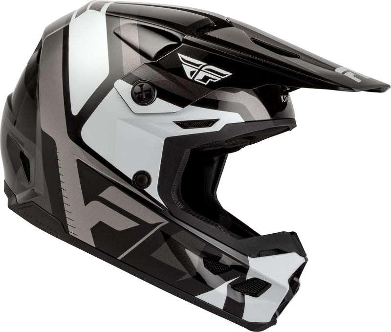FLY RACING Kinetic Scrap Youth Kindermaat helm – Zwart/Wit/Grijs
