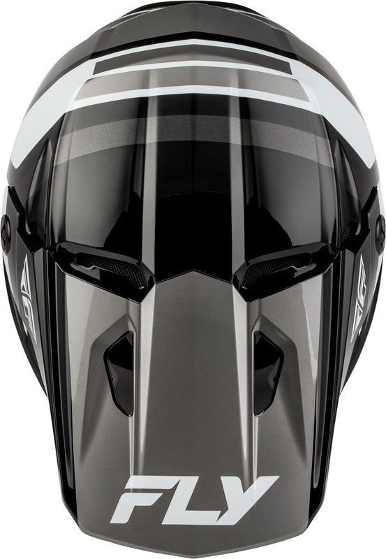 FLY RACING Kinetic Scrap Youth Kindermaat helm – Zwart/Wit/Grijs
