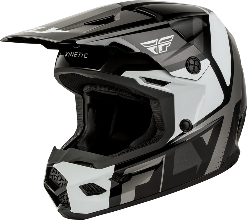 FLY RACING Kinetic Scrap Youth Kindermaat helm – Zwart/Wit/Grijs