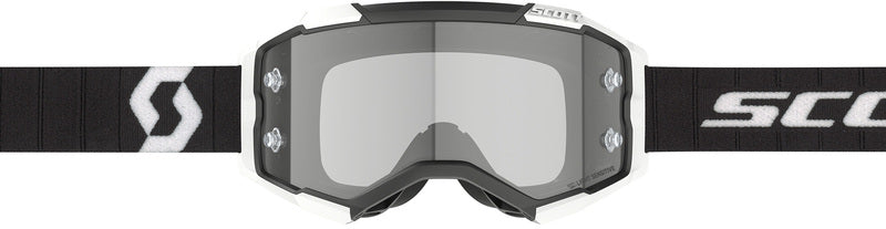 SCOTT Fury LS Crossbril – Zwart/Wit met Light Sensitive Grey Works Lens