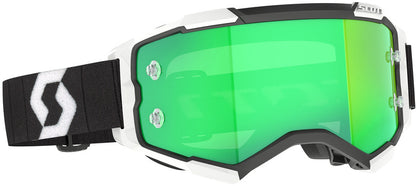 SCOTT Fury Crossbril – Zwart/Wit met Green Chrome Works Lens