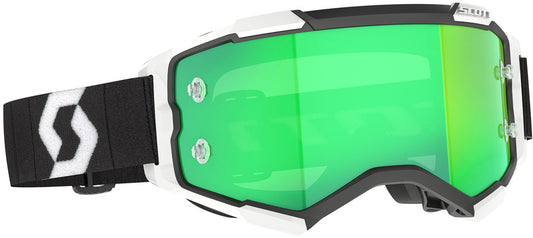 SCOTT Fury Crossbril – Zwart/Wit met Green Chrome Works Lens