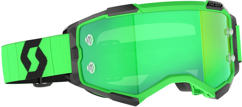 SCOTT Fury Crossbril – Zwart/Wit met Green Chrome Works Lens