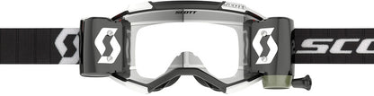 SCOTT Fury WFS Crossbril – Zwart/Wit met Clear Works Lens