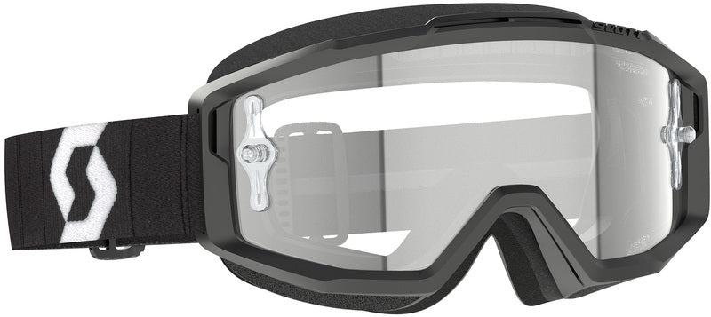SCOTT Split OTG Crossbril – Zwart/Wit met Clear Works Lens