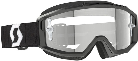 SCOTT Split OTG Crossbril – Zwart/Wit met Clear Works Lens