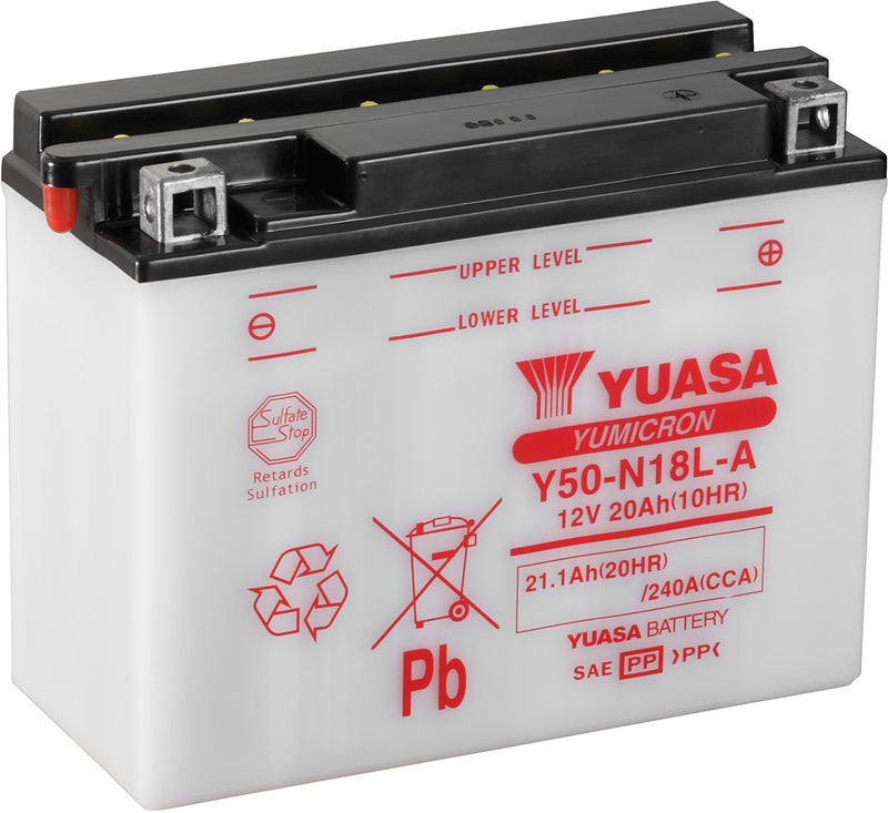 Yuasa Dry Charged Battery Y50-N18L-A