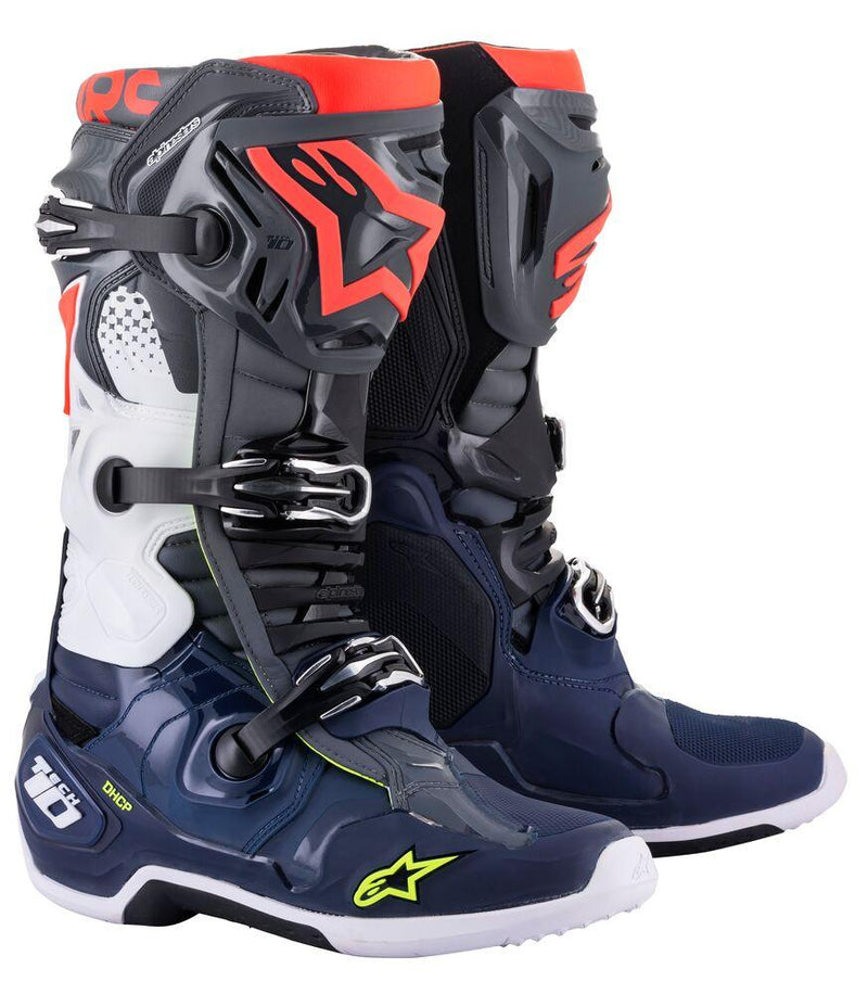 Alpinestars - Tech 10 Dark Gray Dark Blue Red Fluo - Boots - MotoXshop