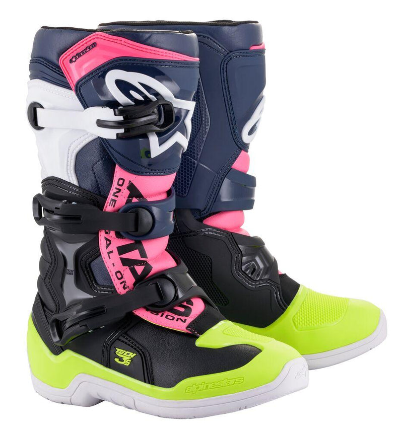 Alpinestars - Tech 3S Youth Black Dark Blue Pink Fluo - Boots - MotoXshop