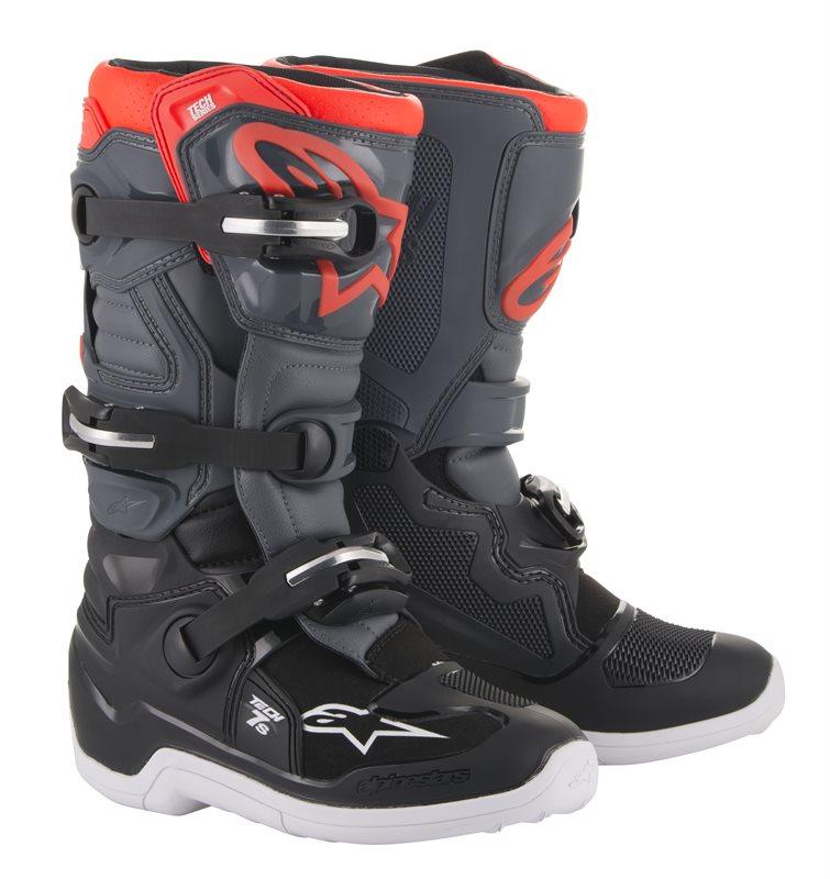 Alpinestars - Tech 7 S Black Dark Gray Red Fluo - Boots - MotoXshop