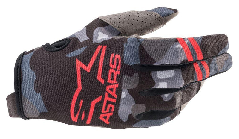 Alpinestars - Youth Radar Gloves Gray Camo Red Fluo - Gloves - MotoXshop